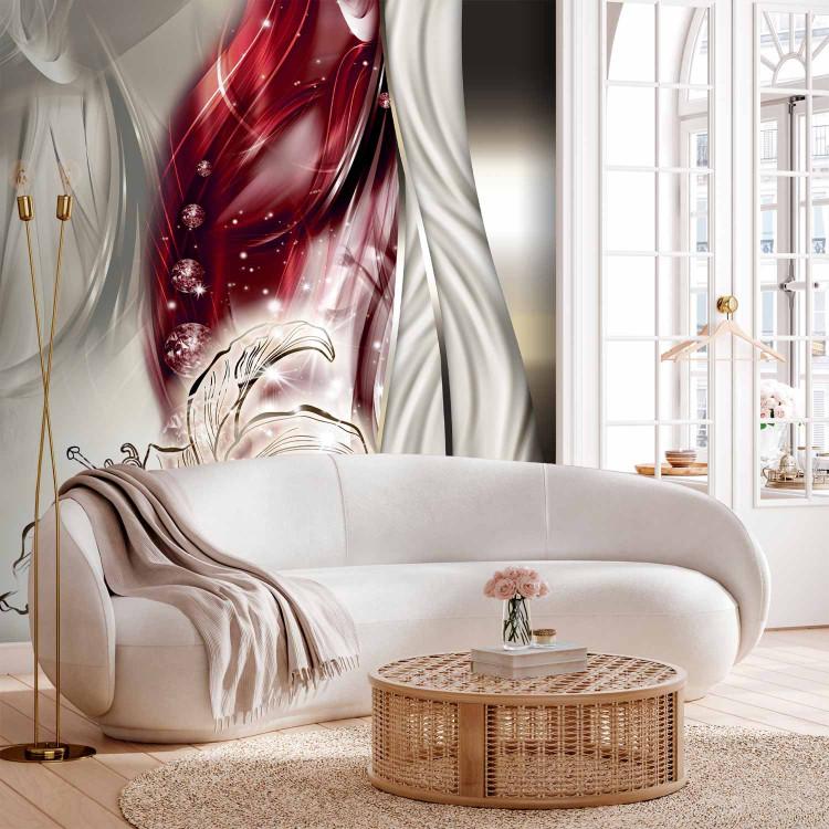 Wall Mural Glossy abstraction - graphic lily flowers among whites and reds