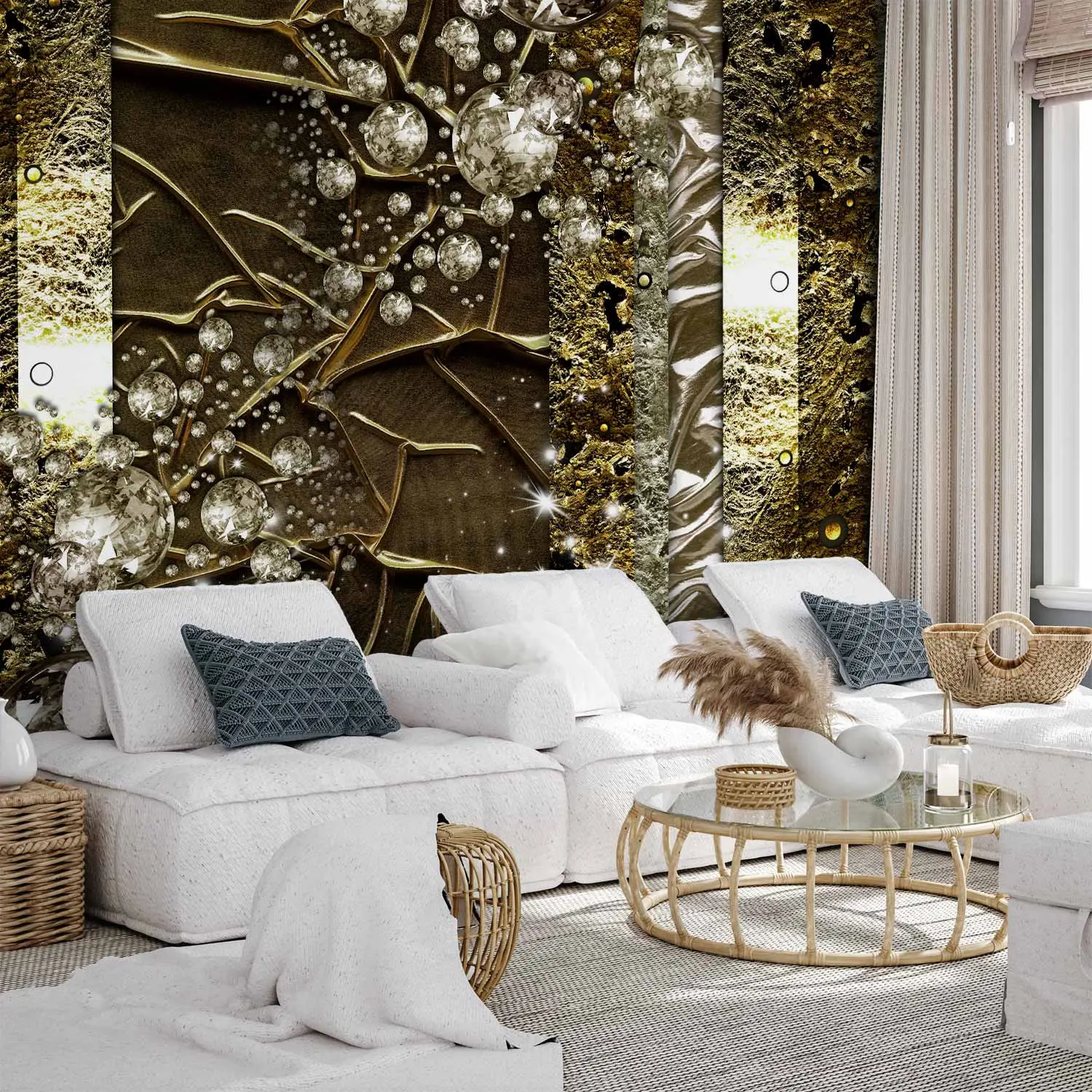 Silver And Gold Wallpaper Living Room