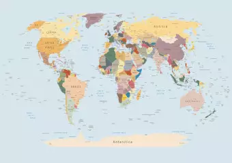 Photo Wallpaper Geography lesson - colourful world map for learning countries in English Wallpaper Cropper