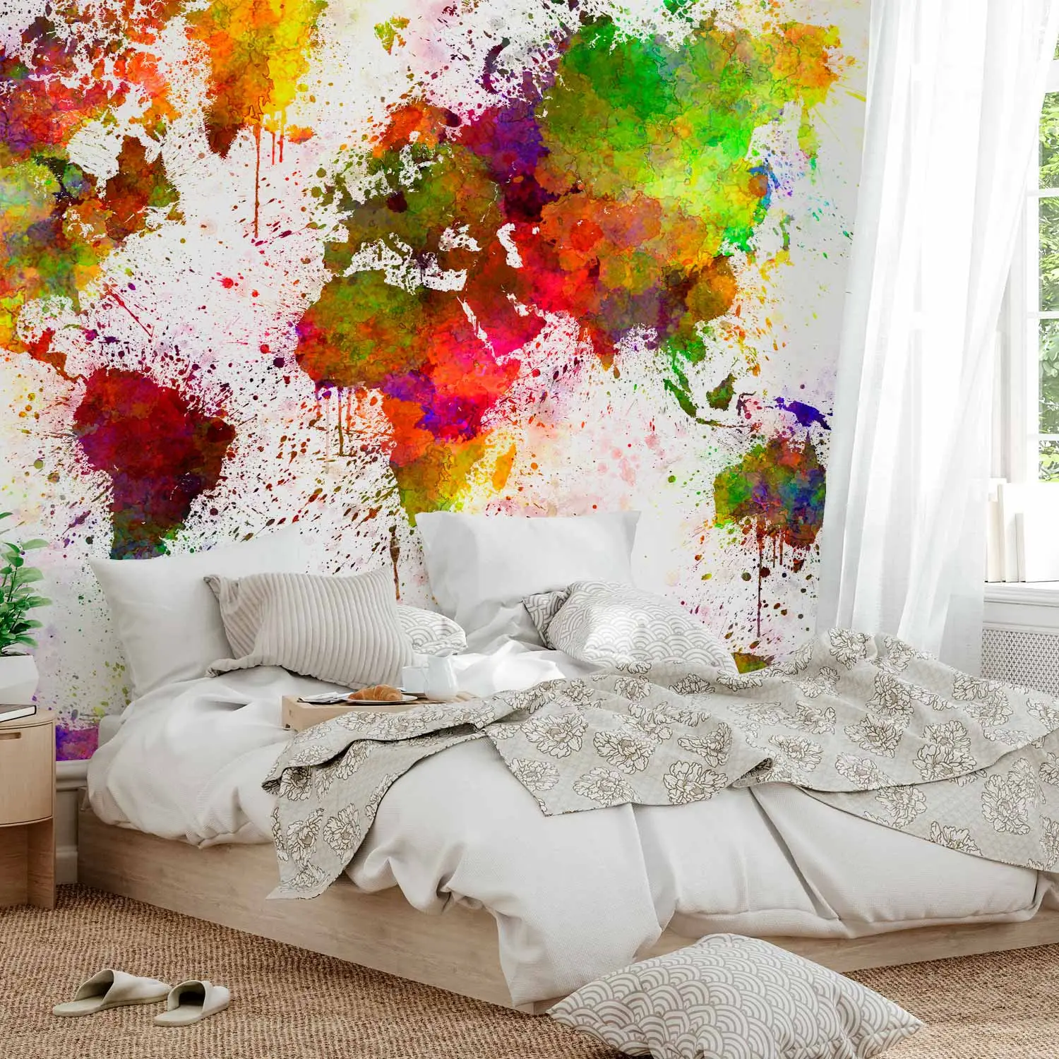paint splatter wallpaper bedroom