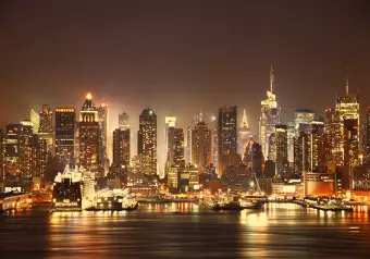 Wall Mural Architecture of New York - panorama of the great city at night in sepia Wallpaper Cropper