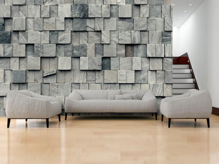 Wall Mural Stone Blocks - Texture Wallpaper in Even Stone Blocks