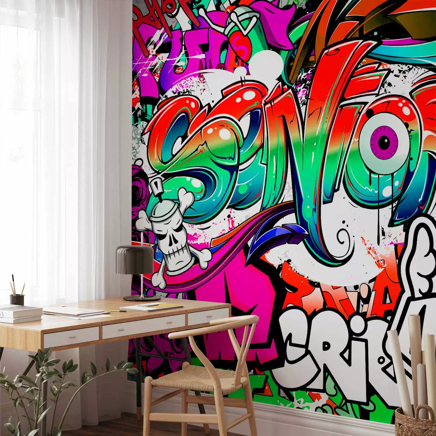 Photo Wallpaper Urban Art - Colorful Mural with Artistic Graffiti-Style  Text - bimago, image size:1500x1500