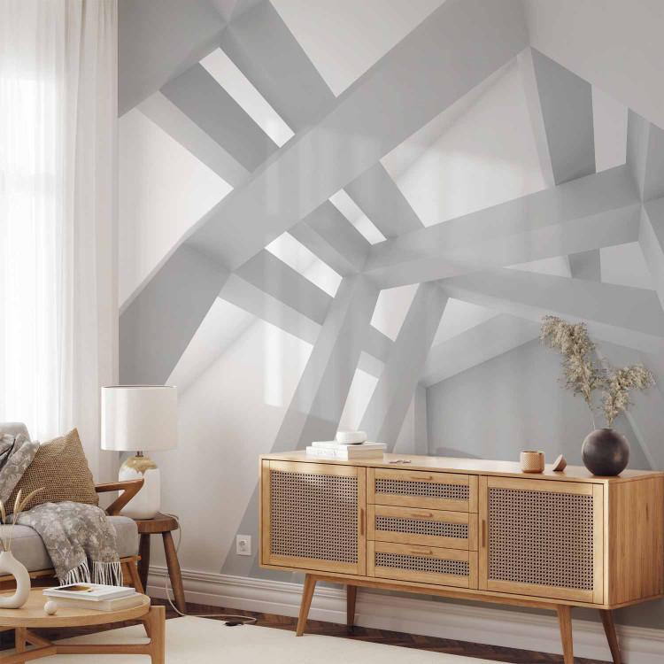 Wall Mural Geometric Architecture - Modern White Space with Columns