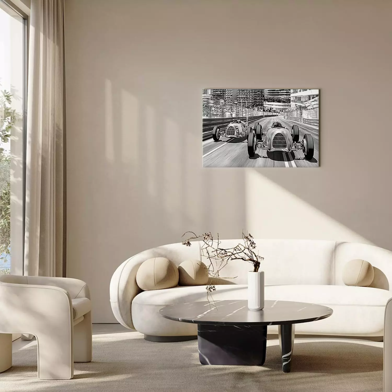 Canvas Art Print Old Cars Racing