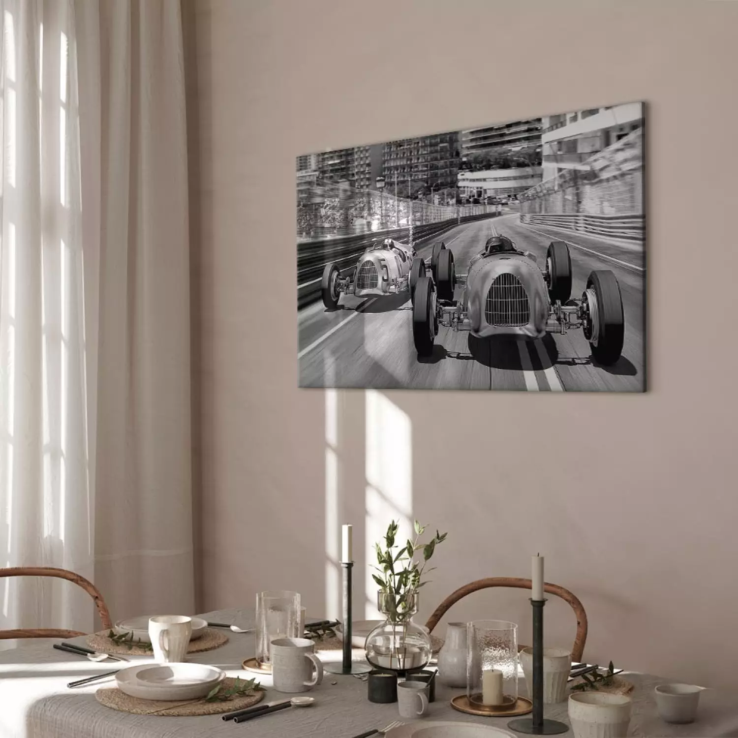 Canvas Art Print Old Cars Racing