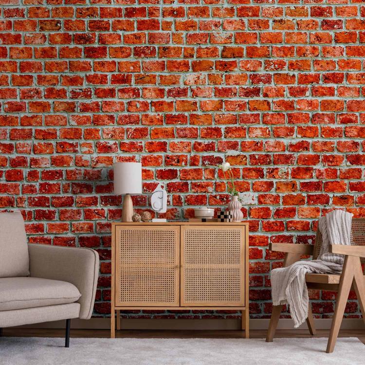 Wall Mural Red as Brick - Background with Wall Mural and Red Brick Pattern
