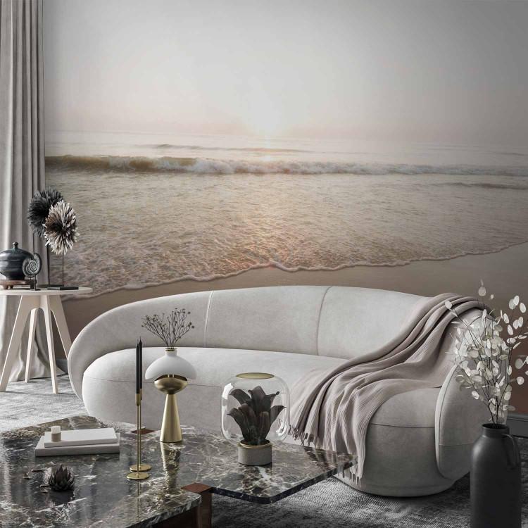 Wall Mural On the Sandy Beach - Sunrise Landscape over the Sea with Waves