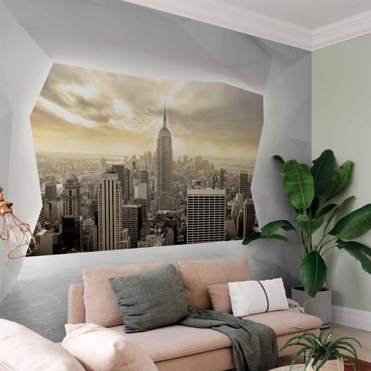 Wall Mural Geometric architecture - window view of New York skyscrapers