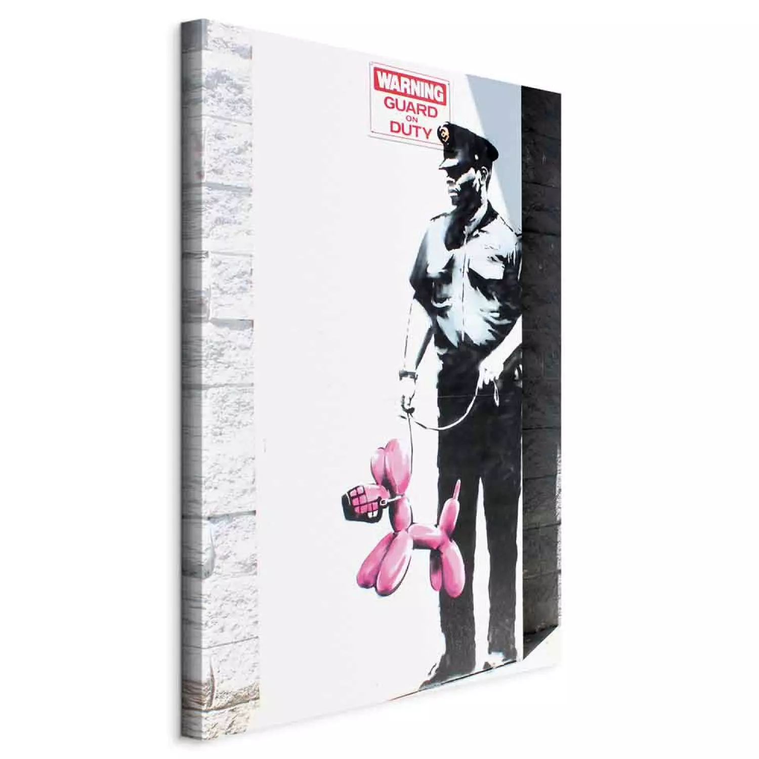 Canvas Art Print Police Guard Pink Balloon Dog by Banksy