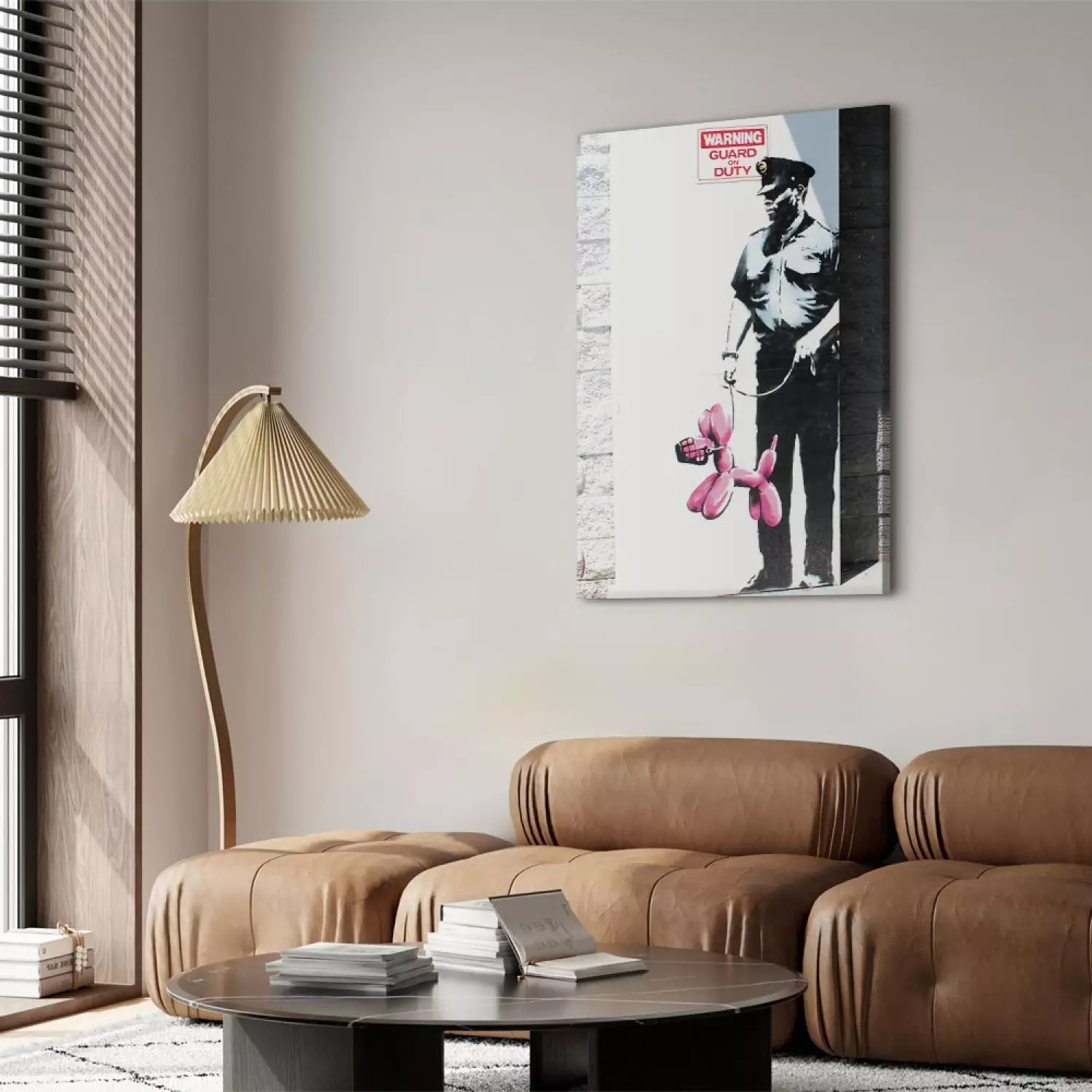 Canvas Art Print Police Guard Pink Balloon Dog by Banksy