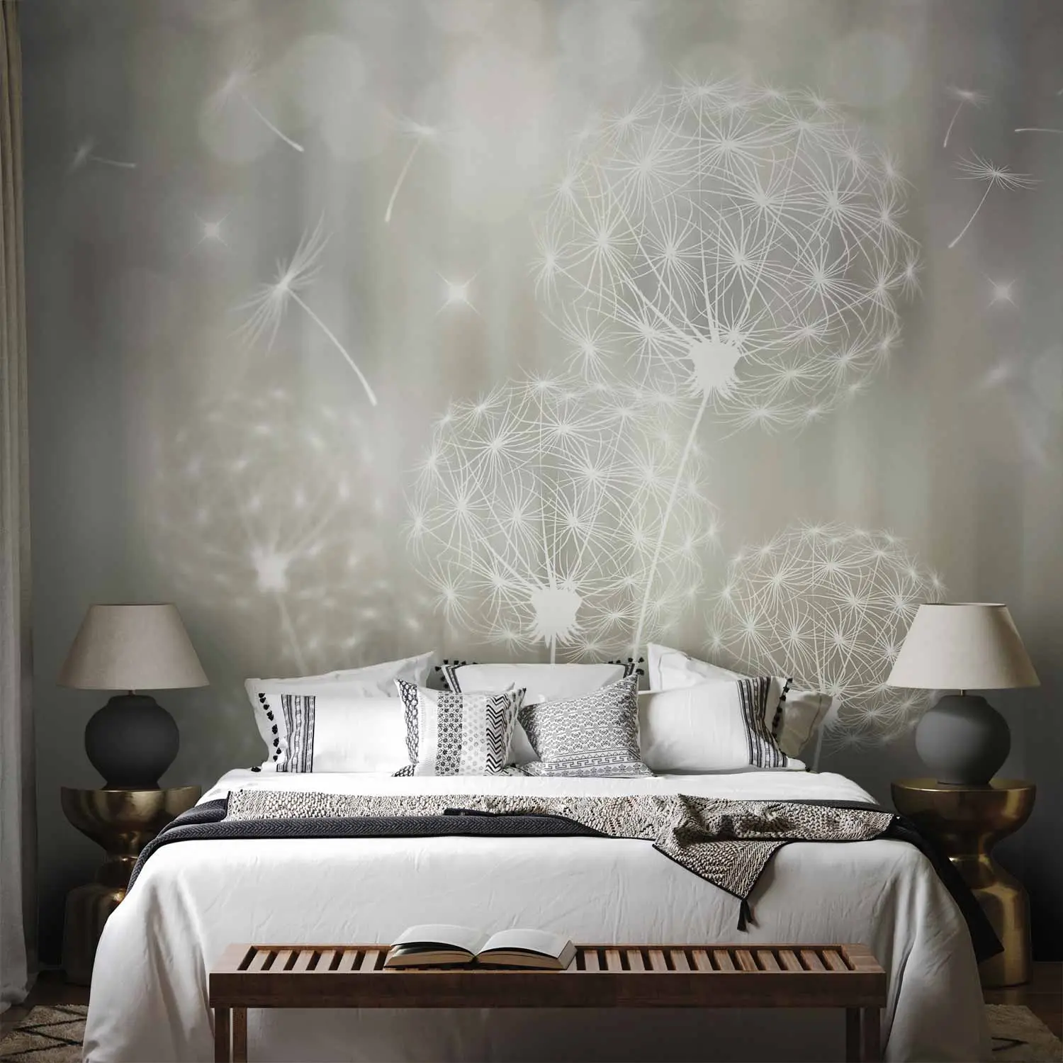 white dandelion wallpaper