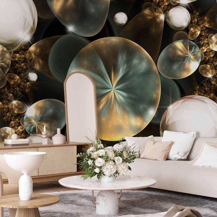 Wall Mural Spheres of light - geometric abstraction in the form of glittering baubles