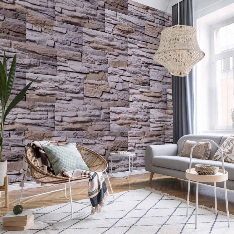 Wall Mural Stone tile wall - stone imitation in beige color