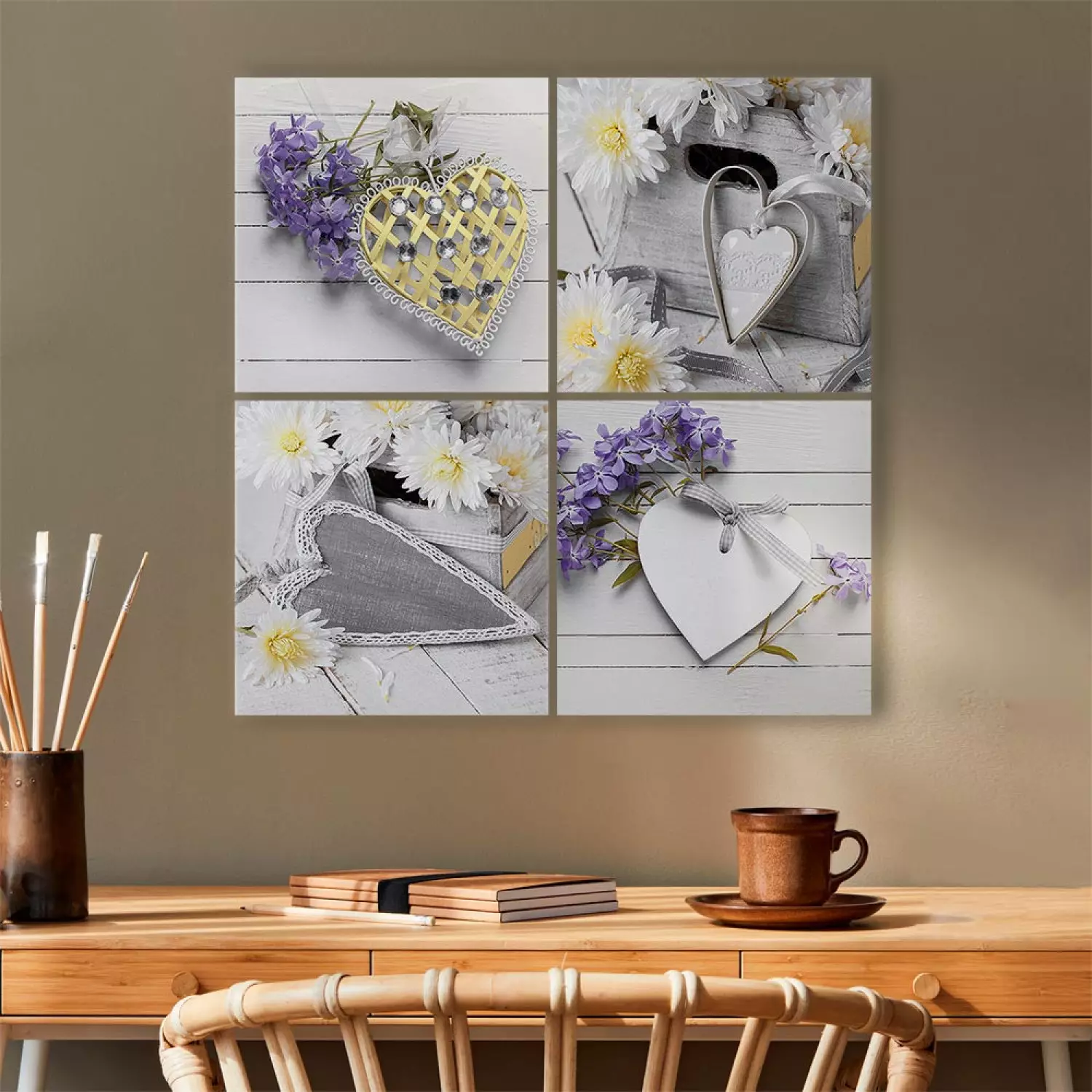 Canvas White hearts