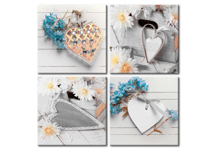 Canvas Flowers and hearts