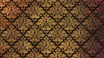 Photo Wallpaper Golden baroque - black background with regular gold ornaments Wallpaper Cropper