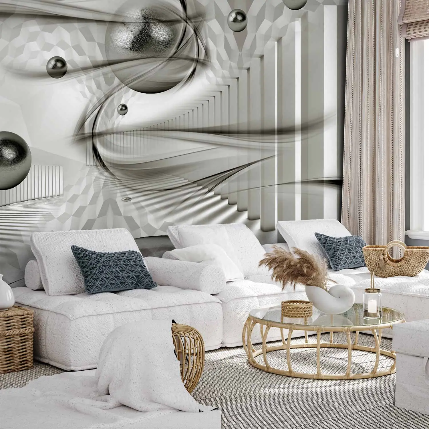 grey and white designer wallpaper