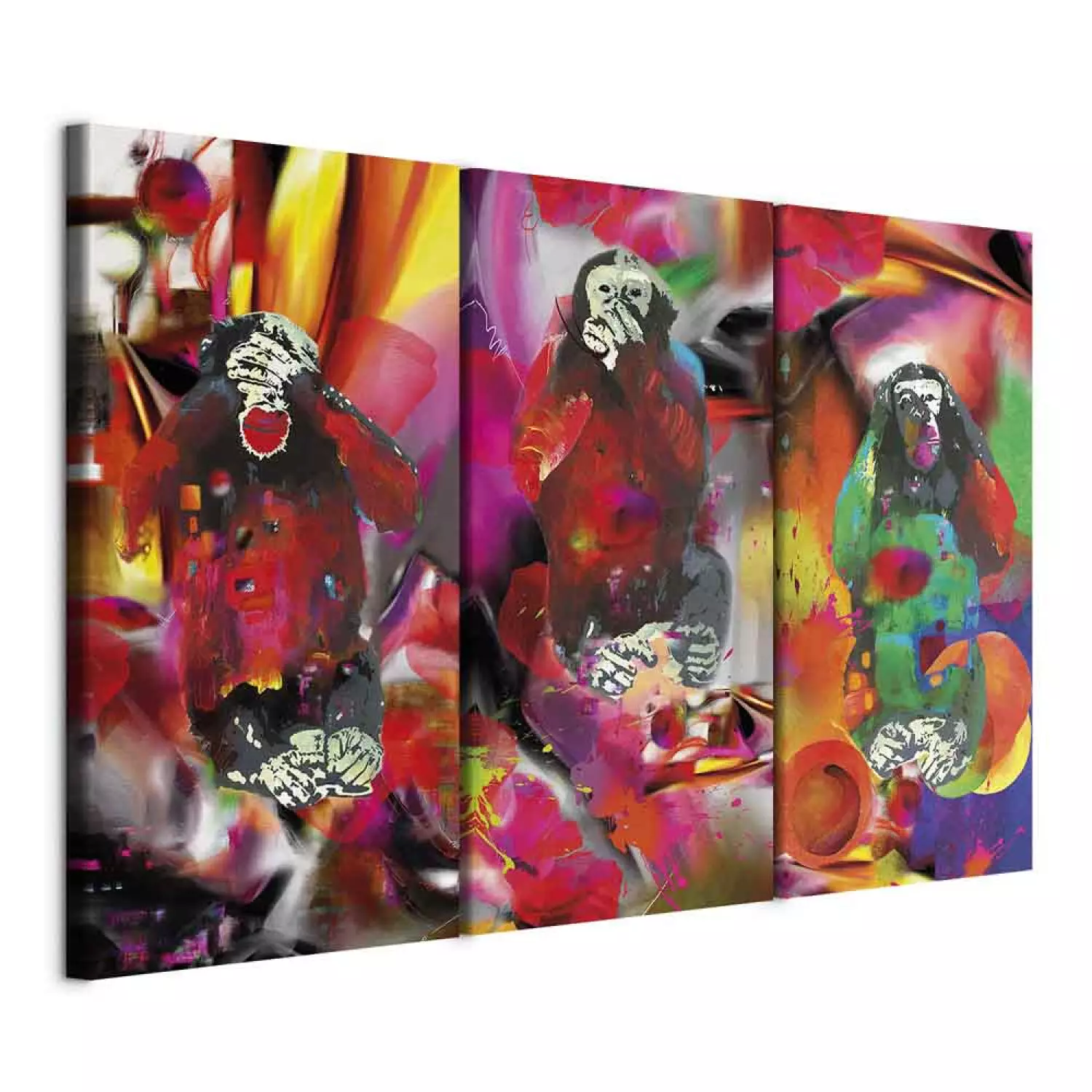 Canvas Crazy Monkeys - triptych