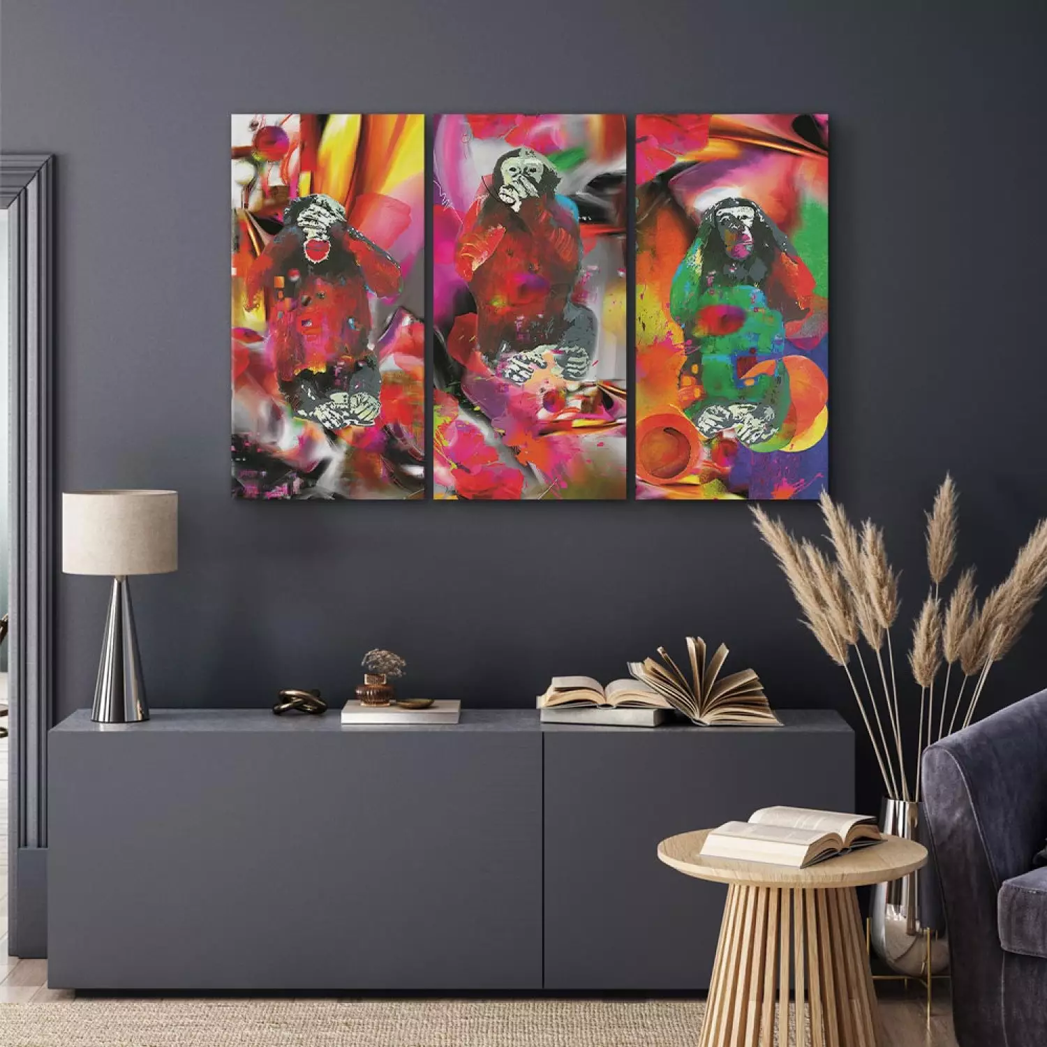 Canvas Crazy Monkeys - triptych