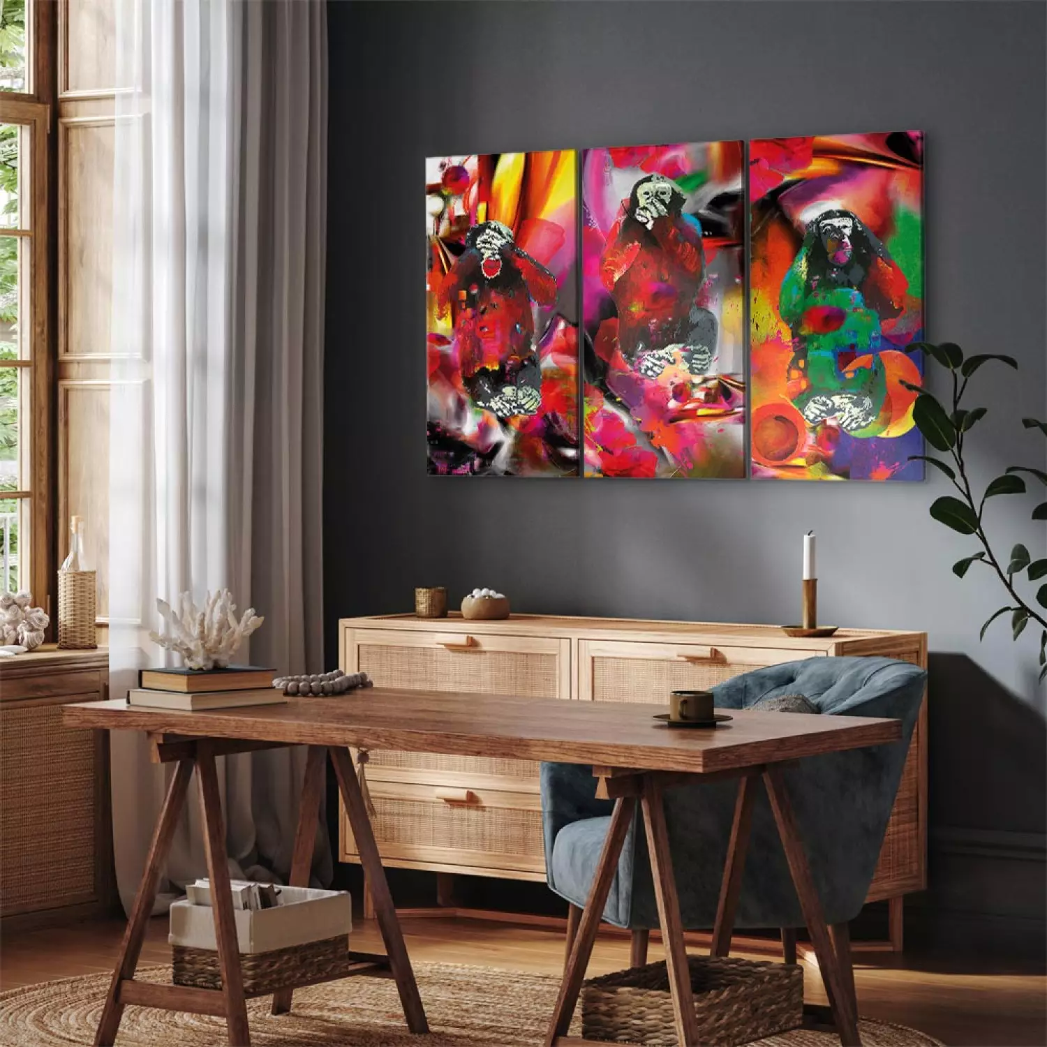Canvas Crazy Monkeys - triptych