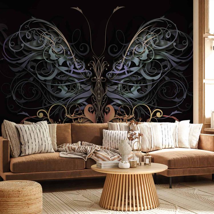 Wall Mural Animals - a stately butterfly with ornate wings on a black background