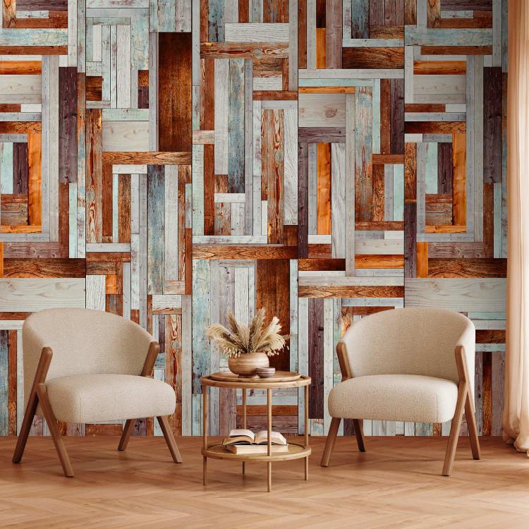 Wallpaper Magma Labyrinth of wooden planks