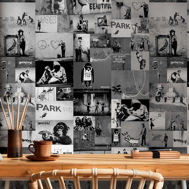 Wallpaper Magma Banksy - grey collage
