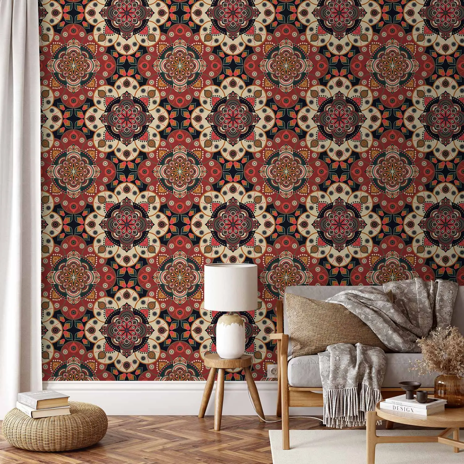 red cream wallpaper modern
