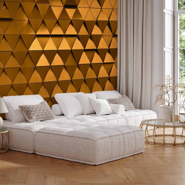 Wall Mural Golden armour - metal textured background with geometric elements
