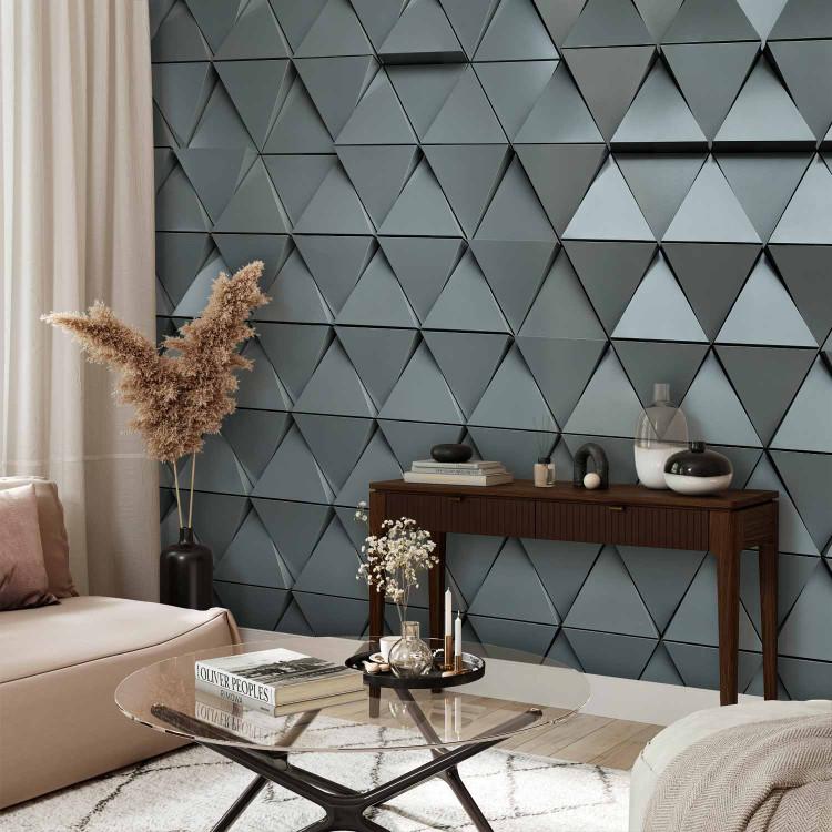 Wall Mural Silver armour - metal textured background with geometric elements