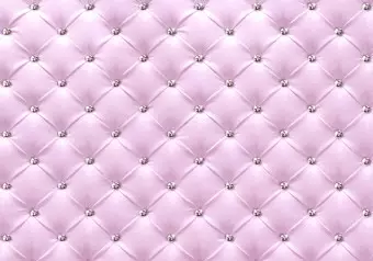 Wall Mural Pink lady - textured pink leather background with quilting and diamonds Wallpaper Cropper