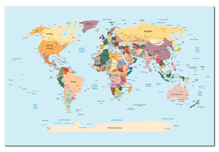 Canvas The world in a nutshell - colourful graphics with countries and cities