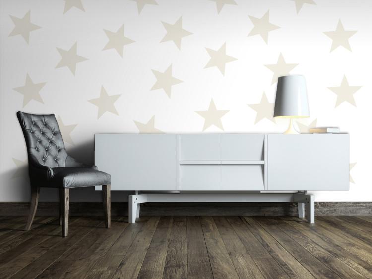 Wall Mural Star pattern - solid beige stars on a white background for the room