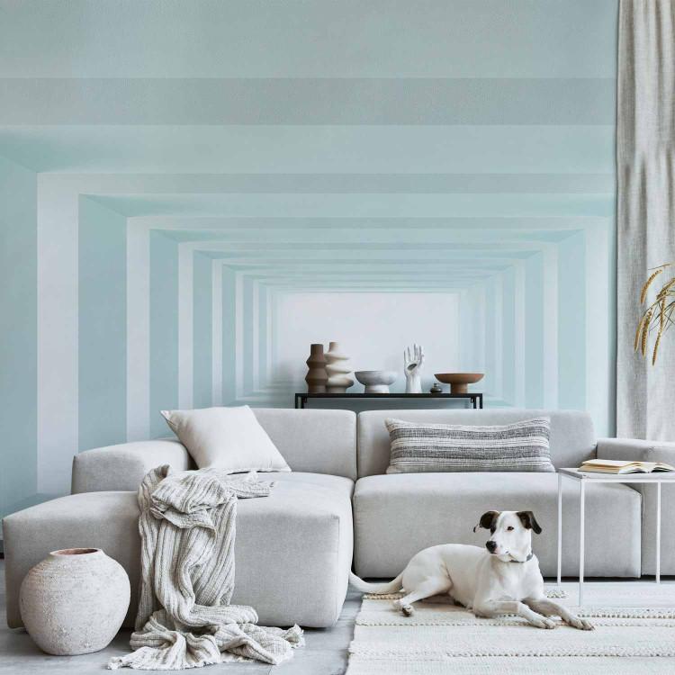 Wall Mural Spatial celadon interior - illusion with bright tunnel and columns