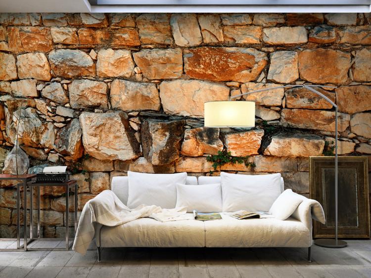 Wall Mural Industrial motif - stone textured background with green elements