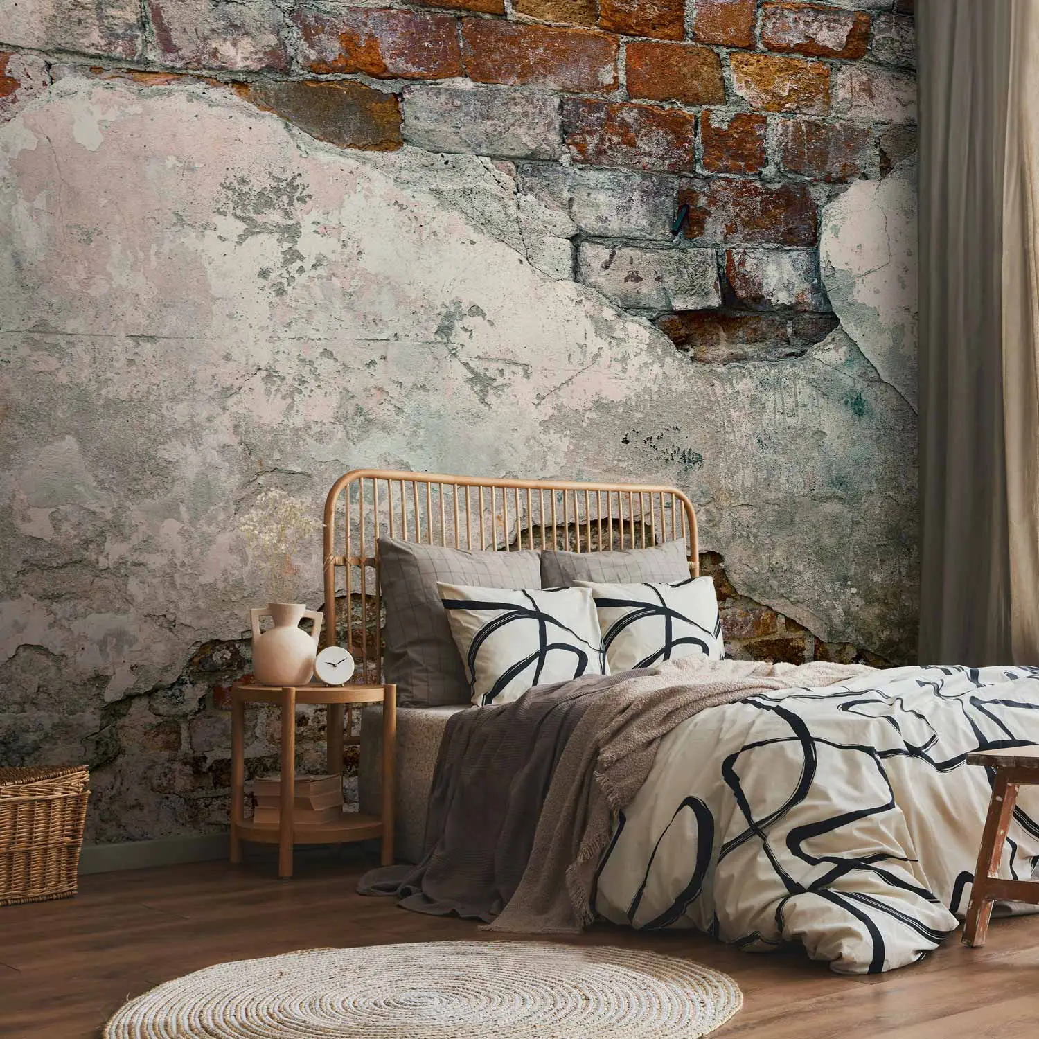 concrete wallpaper bedroom