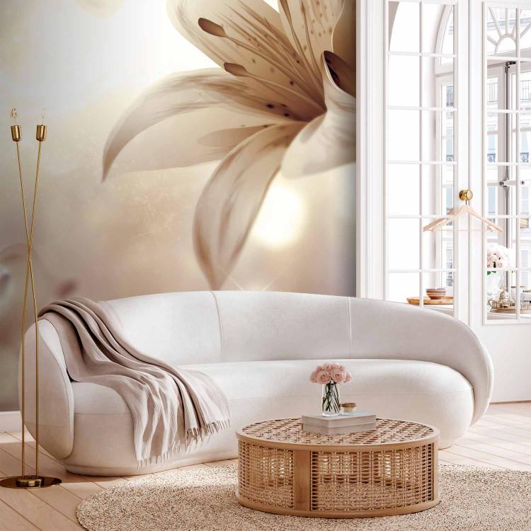 Wall Mural Floral motif - a composition of lilies on a background with a light glow effect