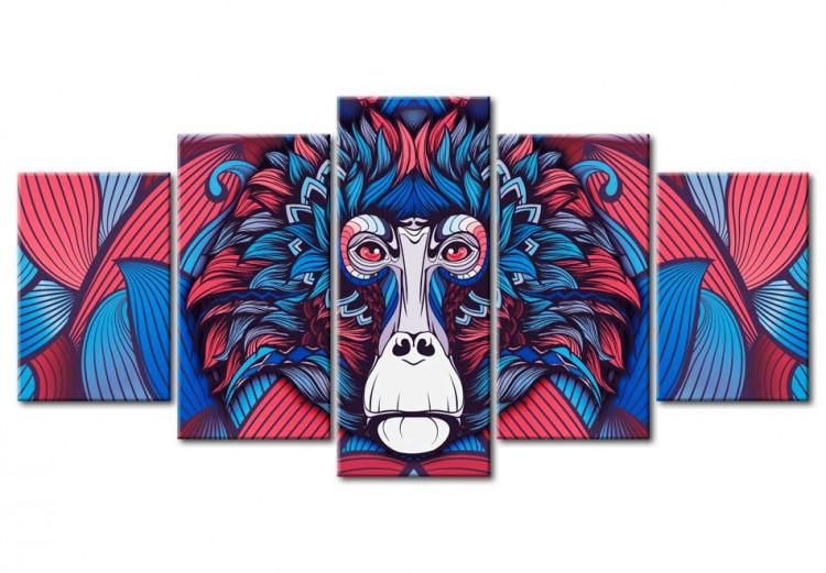 Canvas Sad Monkey - emotions of the animal in blue-red colours