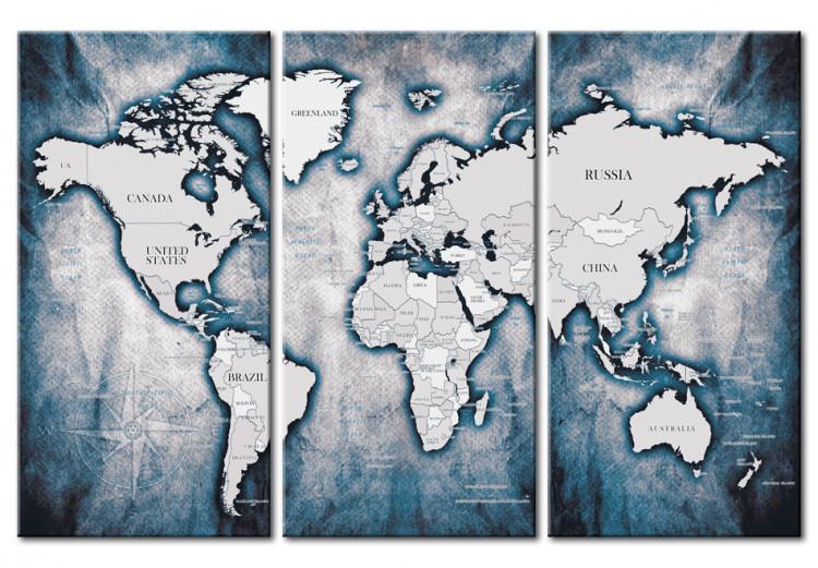 Canvas World Map: Ink Triptych