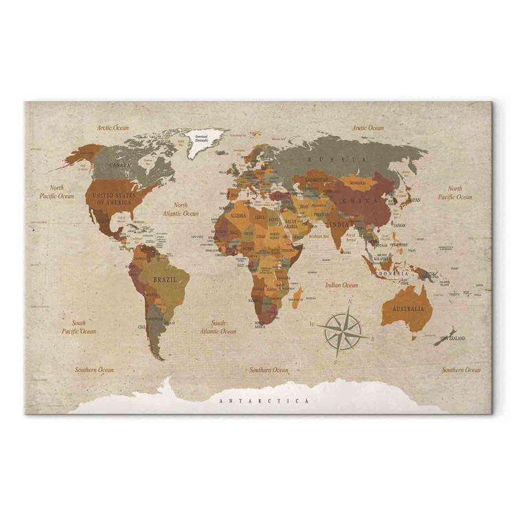 Canvas World Map: Beige Chic