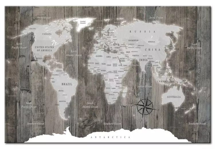 Canvas World Map: Wooden World