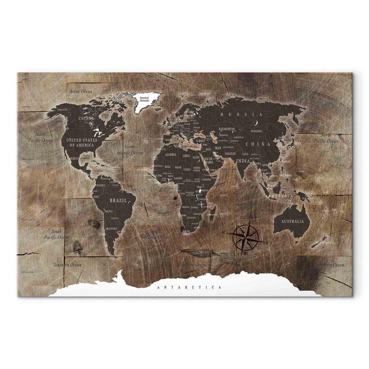 Canvas World Map: Wooden Mosaic