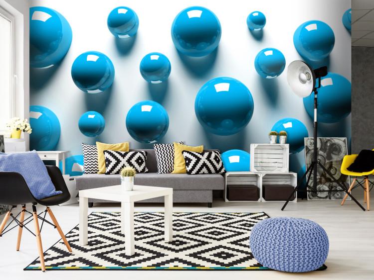 Wall Mural Blue balls - futuristic motif creating the illusion of space
