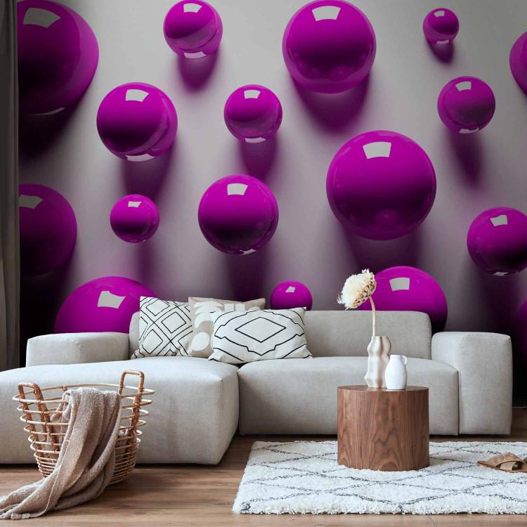 Wall Mural Purple balls - futuristic motif creating the illusion of space