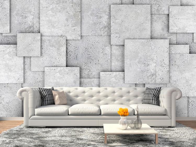 Wall Mural Industrial abyss - a composition of grey tiles with a concrete texture