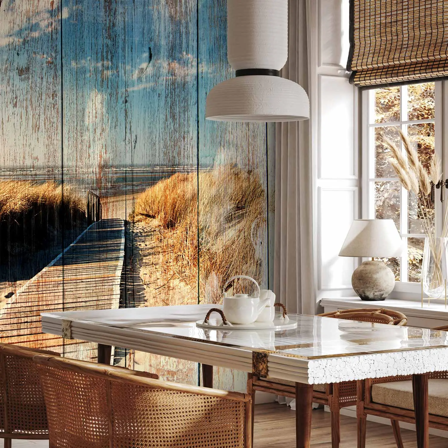 beach wood effect wallpaper