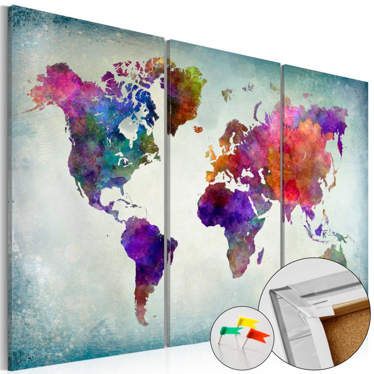 Decorative Pinboard World in Colors [Cork Map]