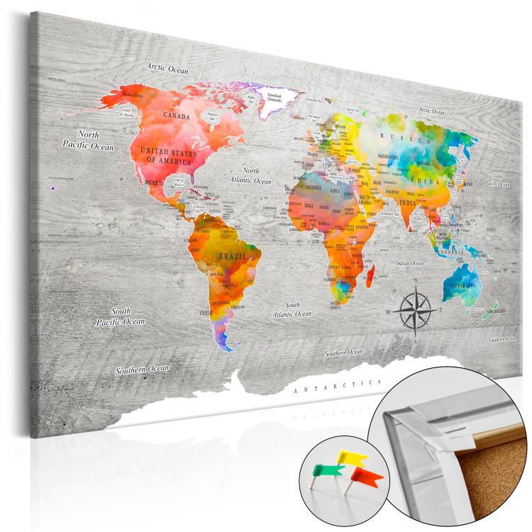 Decorative Pinboard Multicolored Travels [Cork Map]