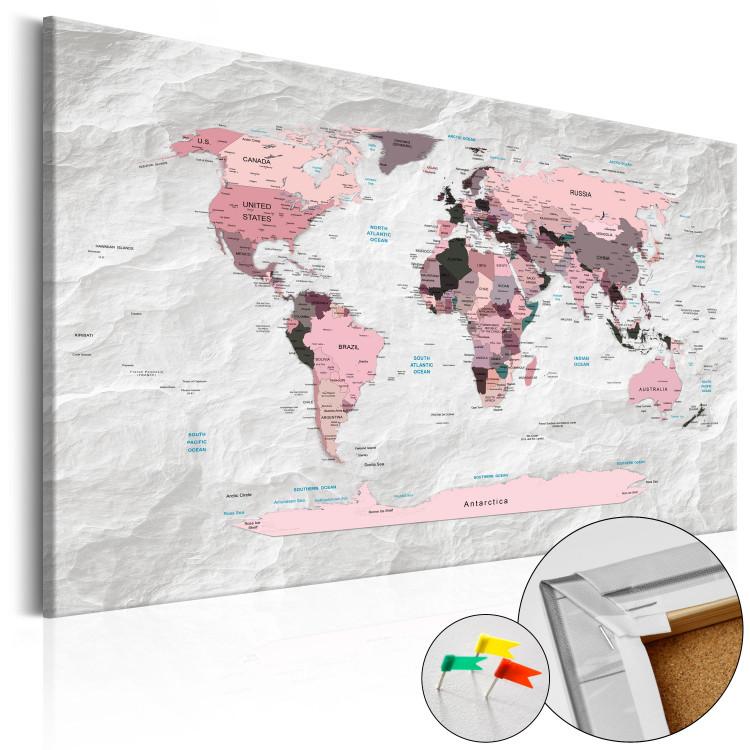 Decorative Pinboard Pink Continents [Cork Map]
